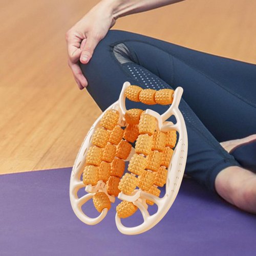 Leg Massager Roller Leg Clamp Handheld 360 Degree 29 Point Roller Massage Tool for Yoga Indoor Physical, Orange