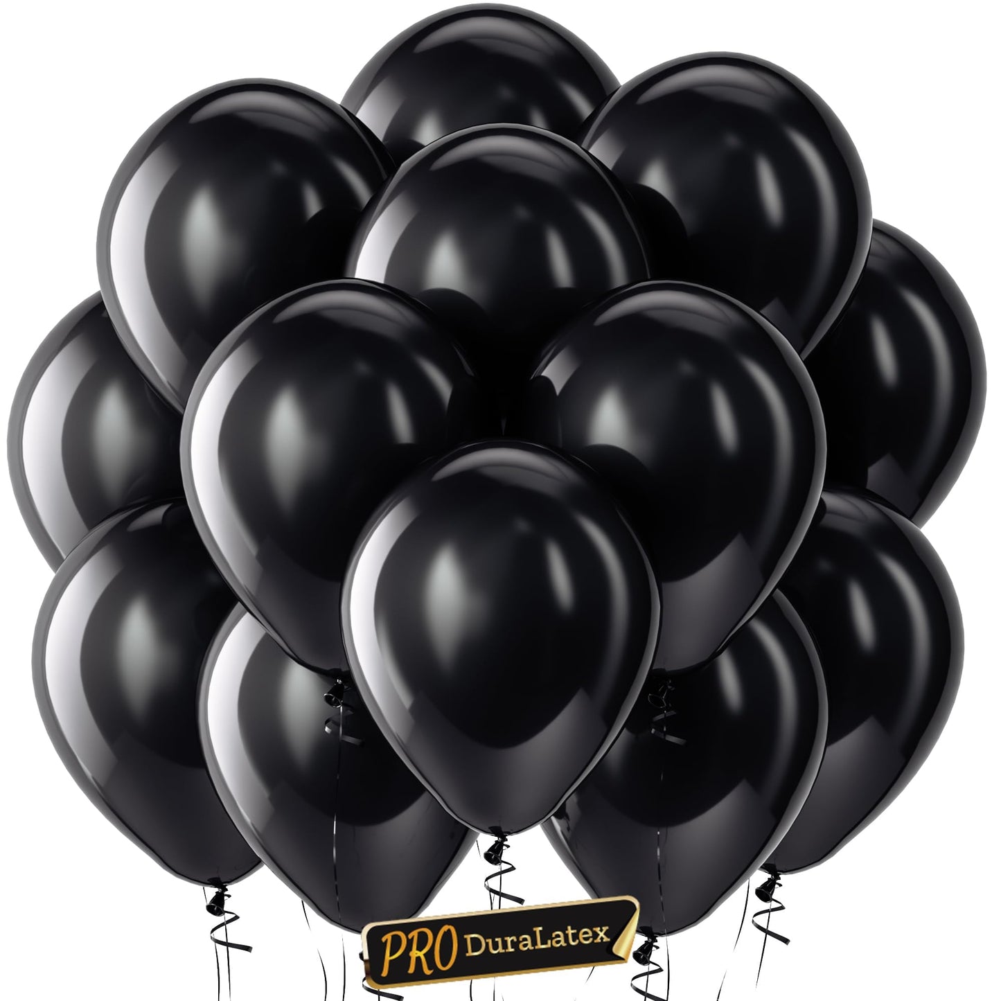 Bezente Pro Duralatex Black Balloons - 100 Pack 12 inch Extra-Thick Black Balloons for Long-Lasting Professional Party Decorations, Large New Year Birthday Graduation Wedding Anniversary