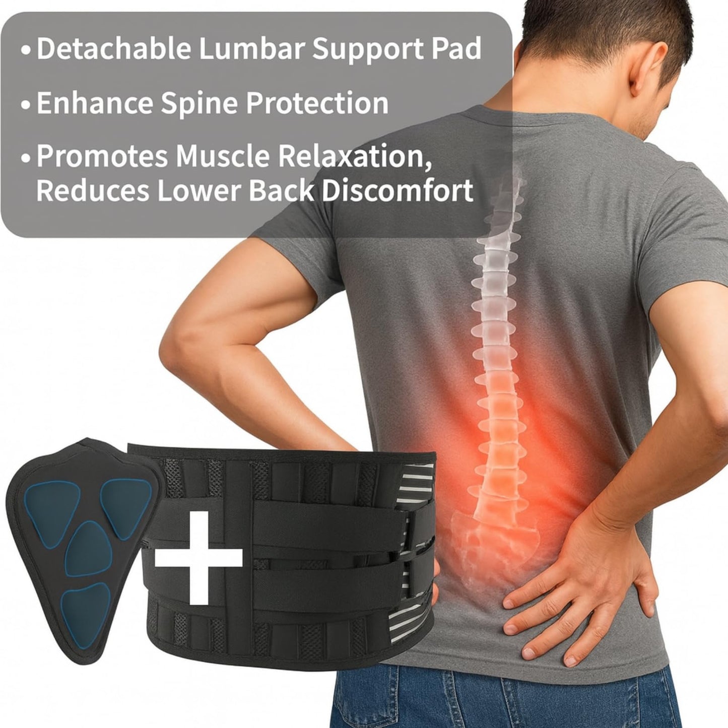 GooseFit Back Brace for Lower Back Pain Relief with Removable Lumbar Pad, Adjustable Back Support Belt for Men & Women, Breathable Mesh Lumbar Support for Sciatica, Herniated Disc, Scoliosis (Medium)