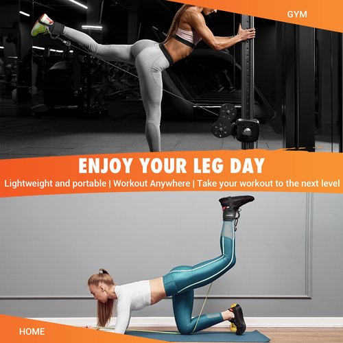 Ankle Strap for Cable Machine Women, Adjustable Gym Cable Ankle Straps for Kickbacks, Glute Workouts, Leg Extensions, Curls, Booty Hip Abductors, Ankle Cuff for Cable Machine Accessories(S-Black)