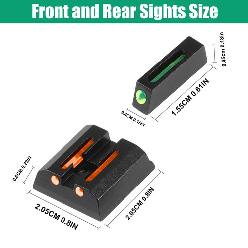 Fiber Optic Green Red Sights for Taurus G2,G2C,G2S,G3 w/o,TX22, PT111,PT140,709,740 TX22 No Tritium Sights Set (Red&Green)