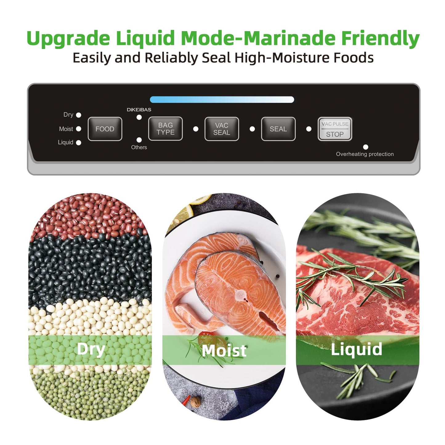 DIKEIBAS Vacuum Sealer Machine | Powerful 85kPa Suction | Bags and Cutter Included | Compact One-Touch Automatic Food Sealer with External Vacuum System | Preserve Freshness, Prevent Freezer Burn