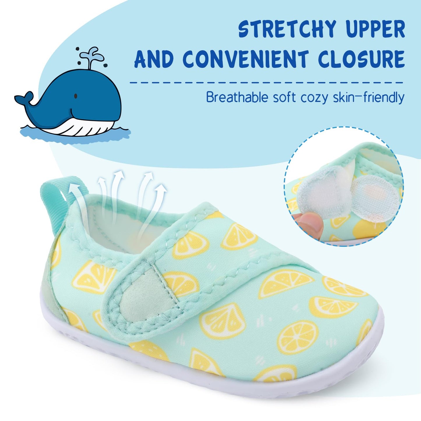 LeIsfIt Boys Girls Water Shoes Kids Aqua Socks Toddler Quick-Dry Swimming Shoes Non-Slip Summer Shoe for Beach Pool Surf, Green Lemon, 10 Toddler