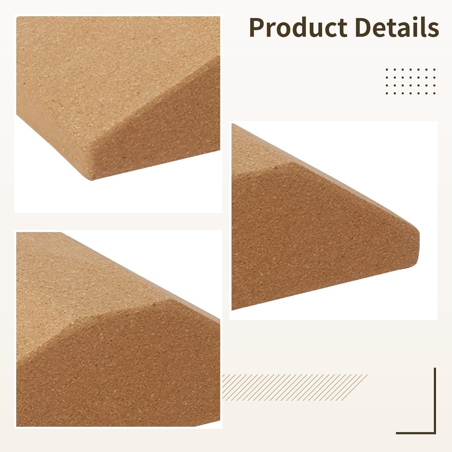 2 Pcs Cork Yoga Wedge Blocks, Non-Slip High-Density Yoga Props for Wrist Support and Myofascial Release