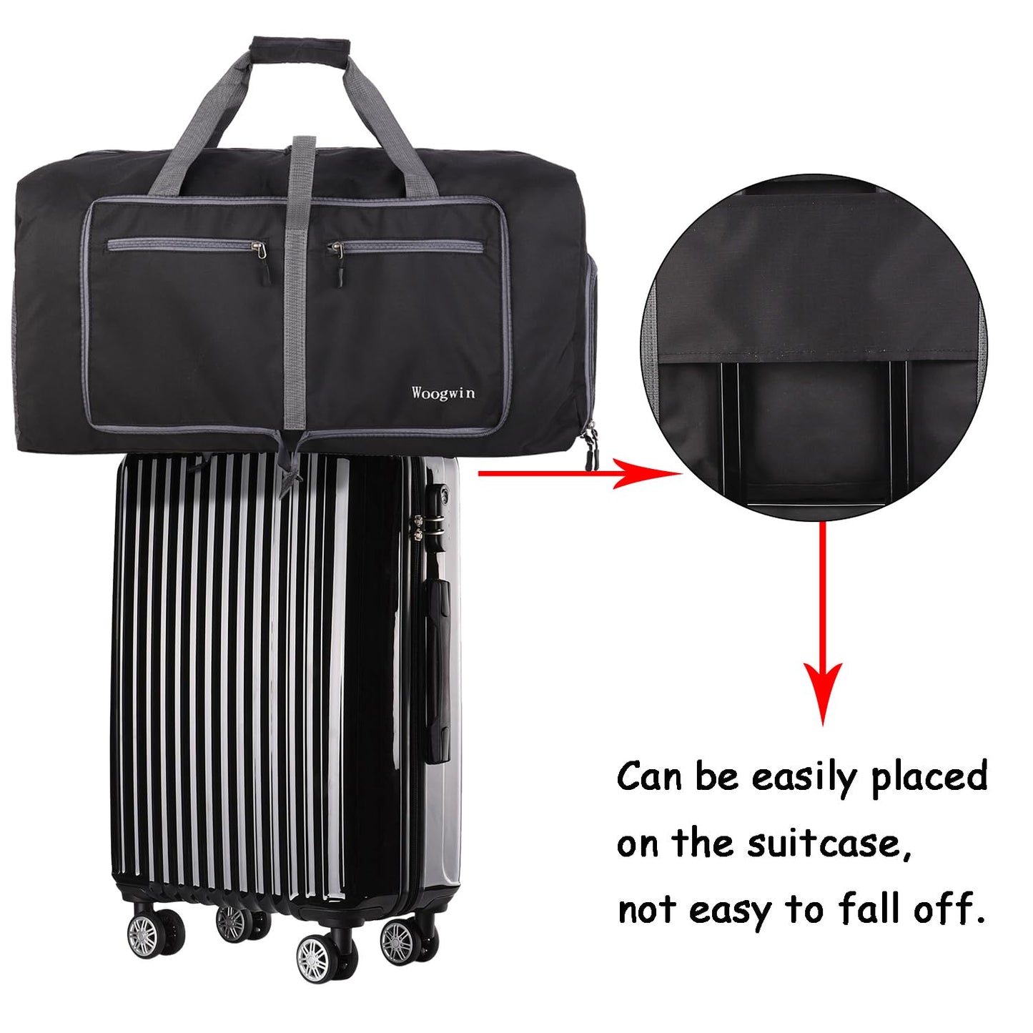 Woogwin Travel Duffel Bag Large Foldable Waterproof Overnight Bag for Beach Swim Bags Pool Sports Gym (60L SnowBlack)