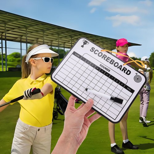 POPETPOP 1 Set Golf Scorecard Board Erasable with 1 Pen Plastic Whiteboard Dry Erase Score Card Holder Accessories for Men Women Golfer