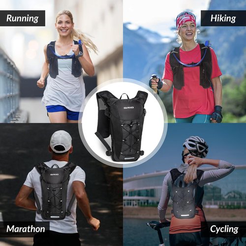 Lightweight Hydration Backpack for Women & Men, Small Running Backpack, Hiking Backpack with 2L Water Bladder Running Vest for Hiking Cycling Running Biking Black