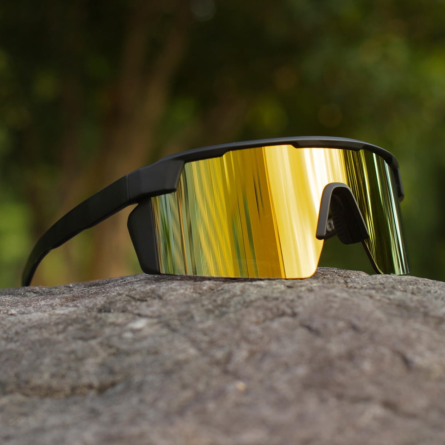 WISTON XL Z87 Sunglasses for Big Wide Heads Men Women,TR90 Ultralight UV400 Protection Sun Glasses Z8224 Black Frame/Gold Lens Polarized