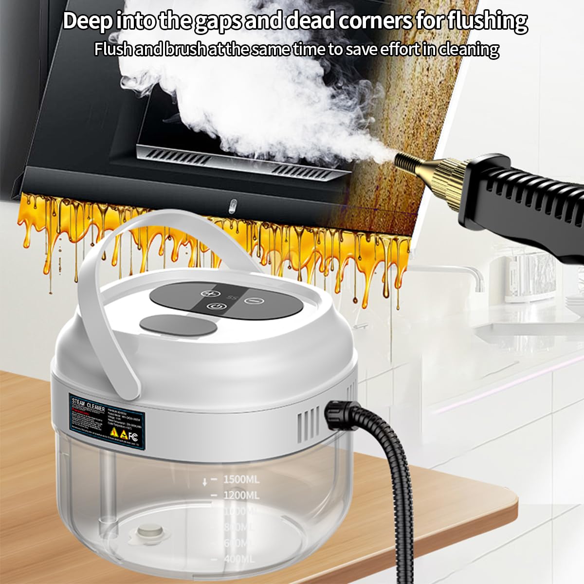 YIKEDA Handheld Steam Cleaner,Portable High-Pressure Steam Cleaner with Smart Touch Screen, Steam Cleaner for Home Cleaning of Bathroom,Furniture,Car, Shower,Kitchen, and Toys