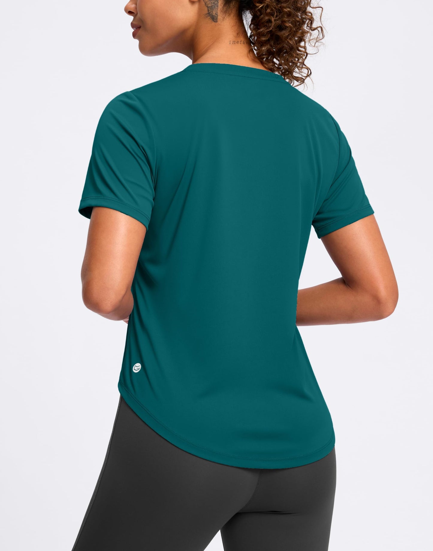 Womens Workout Shirts V-Neck Short Sleeve UPF 50+ Sun Shirt Moisture Wicking Dry Fit Top for Gym, Running, Athletic (Harbor Blue, XL)