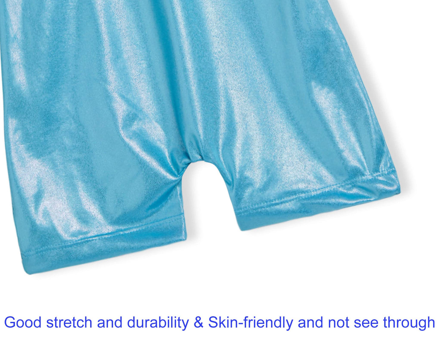 Domusgo Girls Gymnastics Leotards Size 9-10 Years Old One Piece Shiny Sleeveless Solid Blue Tumbling Outfits