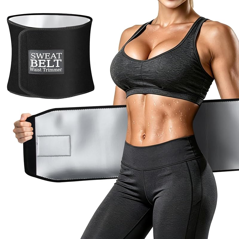 ZPP Waist Trimmer Belt for Men & Women - Black/Silver Medium