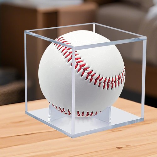 Acrylic Clear Baseball Display Case, UV Protection Baseball Holder Square Cube Ball Protector, Memorabilia Autograph Display Box for Official Size Baseball