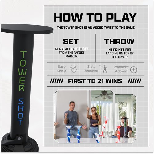 Popdarts Tower Shot Mod - The Ultimate High-Risk, High-Reward Target - Add Strategy, Skill, and a 5-Point Bonus to Every Game - Elevate The Game with This Tempting Vertical Shot