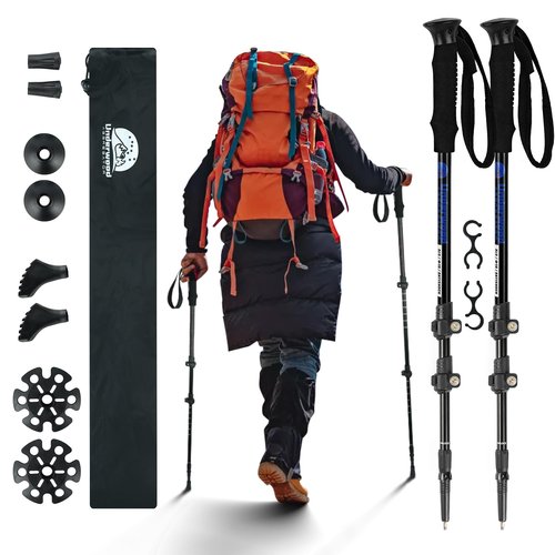 Underwood Aggregator Collapsible Trekking Poles 2 Pack - Adjustable Aluminum Hiking Poles, Lightweight Nordic Walking Sticks for Women, Men, Seniors, Kids, Backpacking