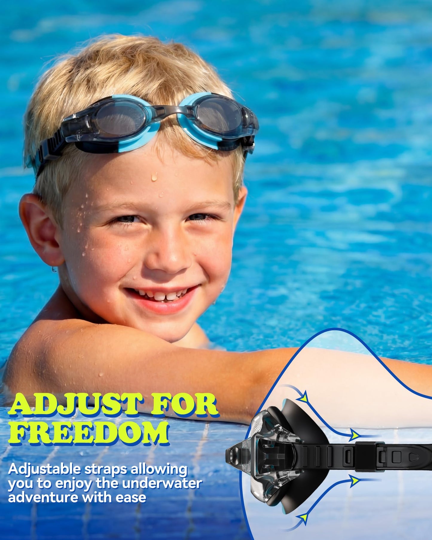 Aegend 2 Pack Kids Goggles, Swimming Goggles for Kids Age 4-16 Boys and Girls Youth, Anti-Fog Pool Goggles, Green Black & Blue Black