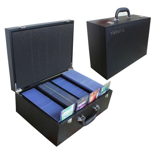 TURKRA Leather Storage Case for Graded Card Slab, Magnetic/Screwdown Card holder, Toploaders and Semi-Rigid Card Holder, Premium Display Case for Sports Cards and Trading Cards (Black)
