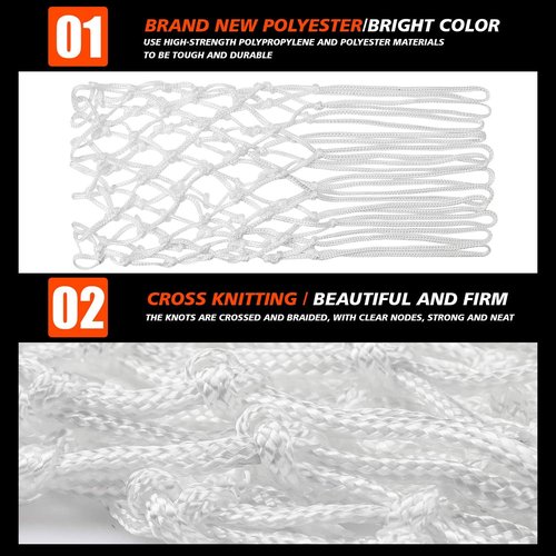 PSLER Basketball net Outdoor, Basketball Hoop net White Standard Basketball net Measures 22 inches and has 12 Loops, suitables for Indoor and Outdoor Professional Competition.