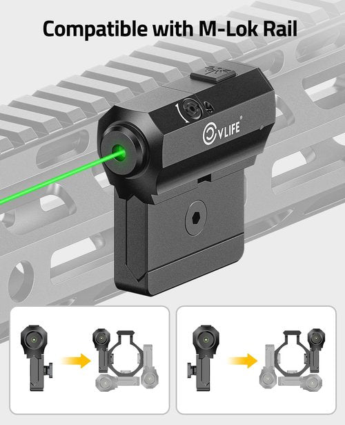 CVLIFE Rifle Green Laser Sight Compatible with M-Lok and Picatinny Rail Mount, Laser Beam Sight Low Profile Tactical Green Laser Magnetic Rechargeable