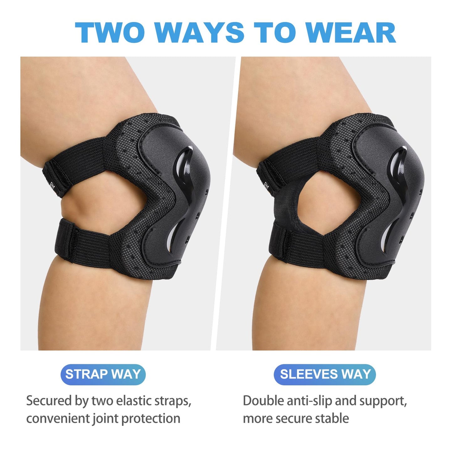 Kids/Youth/Adult Knee Pads Elbow Pads with Wrist Guards Protective Gear Set 6 Pack for Roller Skating Skateboard Cycling Skating Bike Scooter Riding Sports