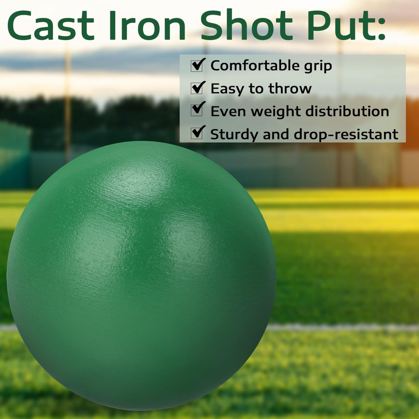 Zealor 2 Pack Iron Shot Put 8 lbs Outdoor Shot Put Ball 8lbs Track and Competition for Spring Training Practice, Green
