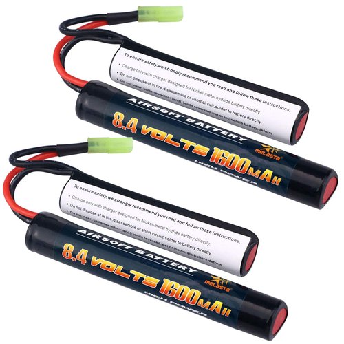 melasta 2 Pack 8.4V 1600mAh Butterfly Nunchuck NIMH Battery Pack Compatible with Mini Tamiya Connector Airsoft Guns