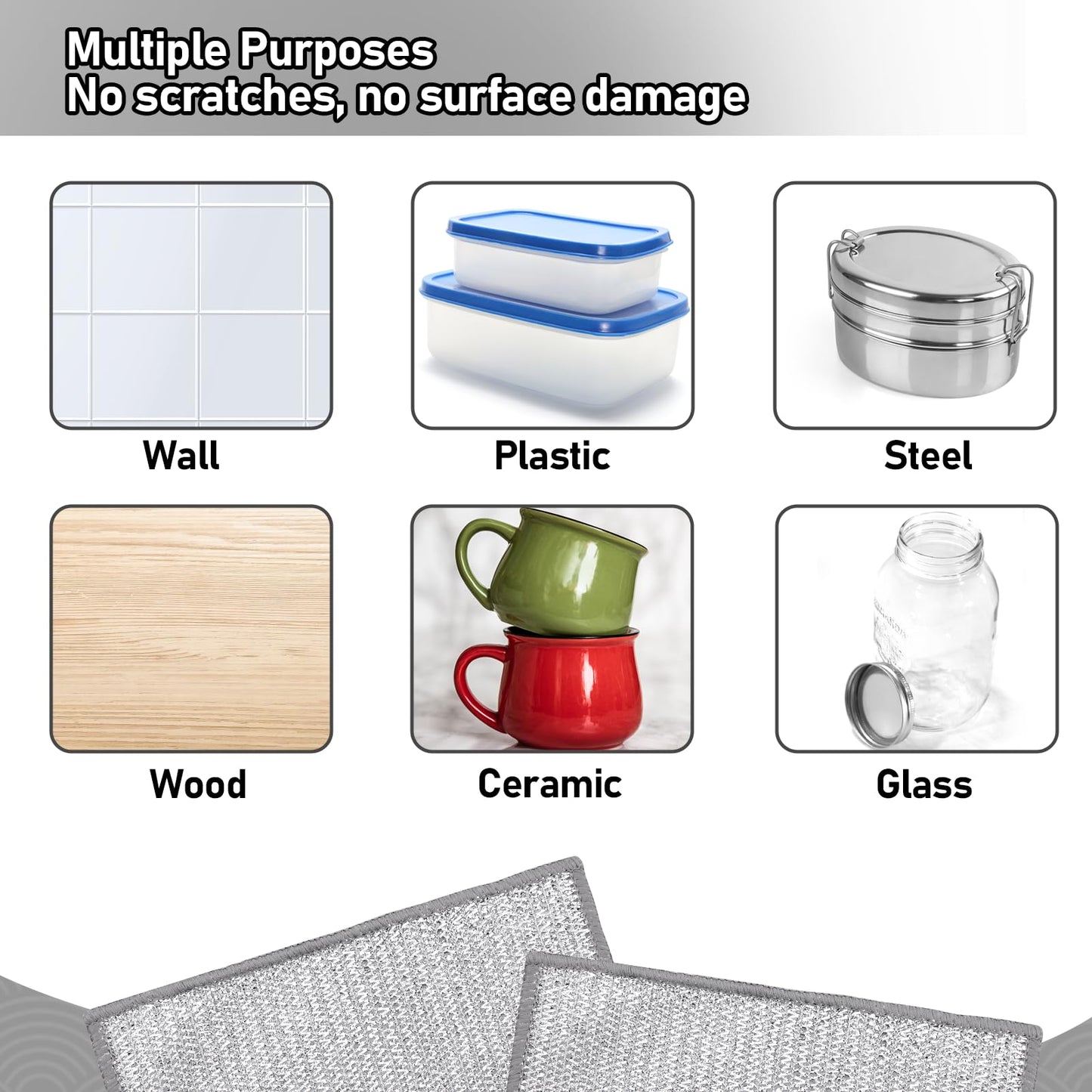XANGNIER 10 Pcs Non Scratch Wire Dishcloth,2025 New Upgrade Steel Wool Cleaning Cloths for Wet and Dry,Multipurpose Wire Dishwashing Rag,Metal Mesh Miracle Cleaning Cloths for Kitchen,Dishes,Sink