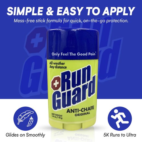 Run Guard Original Anti-Chafing Balm - Highly Effective USA Made Chafe Stick for Runners & Athletes - Sweat & Water-Resistant Formula - Sports Running Anti Chafe Soothing Balm Stick - 40g