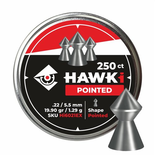 Hawki Airgun Pellets -.22/5.5mm Caliber (19.90gr/1.29 g) 250 ct Hi6021EX Pointed