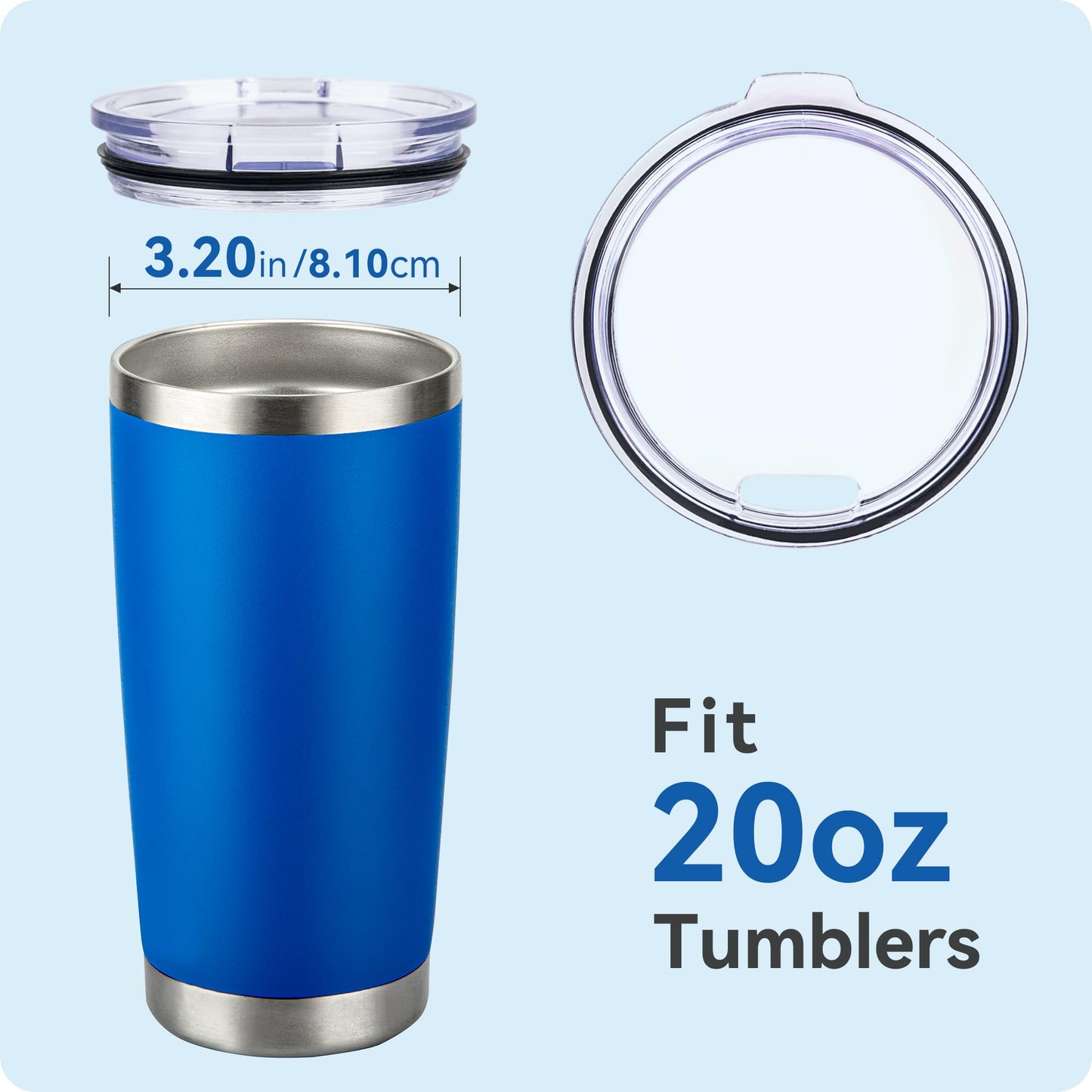 Prurex 20 oz Tumbler Lid for Yeti Rambler,Old Style Rtic and More Travel Mugs, Splash Proof Replacement Lid for 3.2" Inner Diameter Tumblers