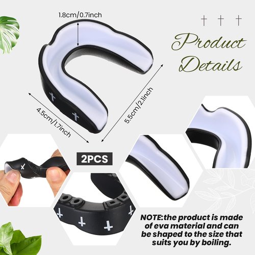 Yaomiao 2 Pcs Cross Mouth Guards Christian Teeth Armor Sport Game Guard with Case Religious Mouth Guards for Baseball Football Lacrosse Basketball Rugby Boxing Taekwondo(Black & Cross,Adult)