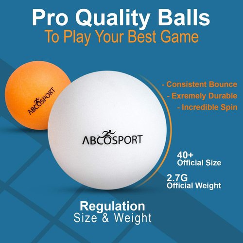 Abco Tech Ping-Pong Paddles and Balls Set - Professional, Recreational Table Tennis Paddles Set - Includes 4 Rackets with Flared Handles with 6 Balls - Black and Red Rubber for Optimal Spin Control