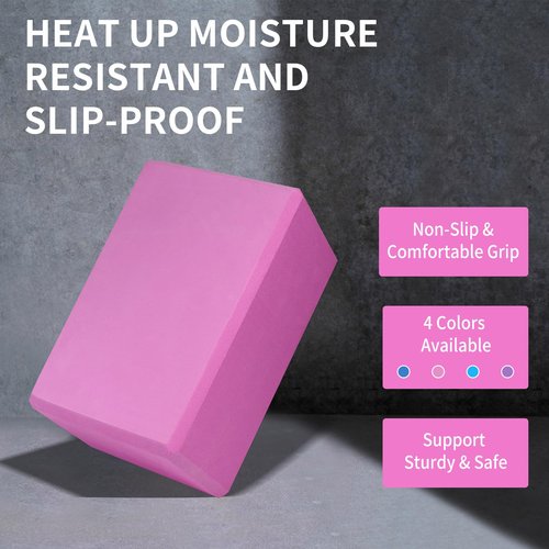 Yoga Block, Large Yoga Block 9x6x4 Inches, Sturdy Yoga Foam Blocks, High Density & Non Slip Surface for Yoga, Pilates & Stretching, Fitness Accessories for Stability & Balance (Magenta)