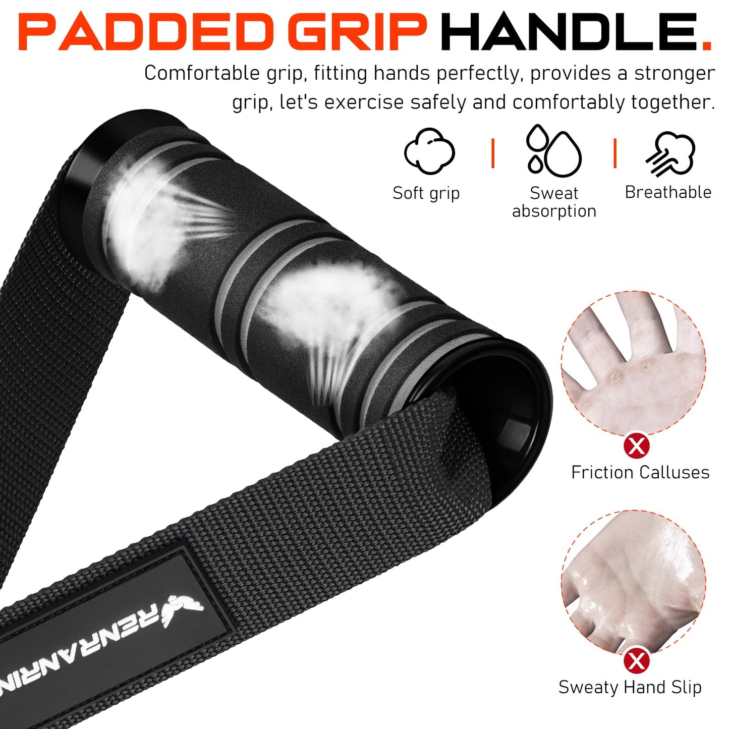 RENRANRING Gym Exercise Handles, Replacement Handle Attachments for Cable Machine Pulleys, Resistance Band and Strength Trainer, Pull Down Workout Accessories, Home Gym Add On Equipment