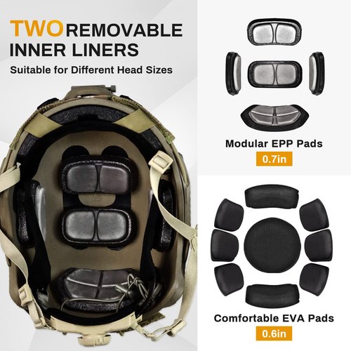 Tactical Airsoft Paintball Fast Helmet with Helmet Cover, PJ Type Tactical Multifunctional Protective NVG Mount for Military Sports Hunting Shooting (Tan(M))