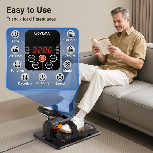 Roylvan Elliptical Exercise Machine, Under Desk Ellipse Leg Exerciser as Seen on TV, Quiet Electric Seated Pedal Elliptical for Seniors with 12 Adjustable Speeds, Remoter, Footstraps for Home Office