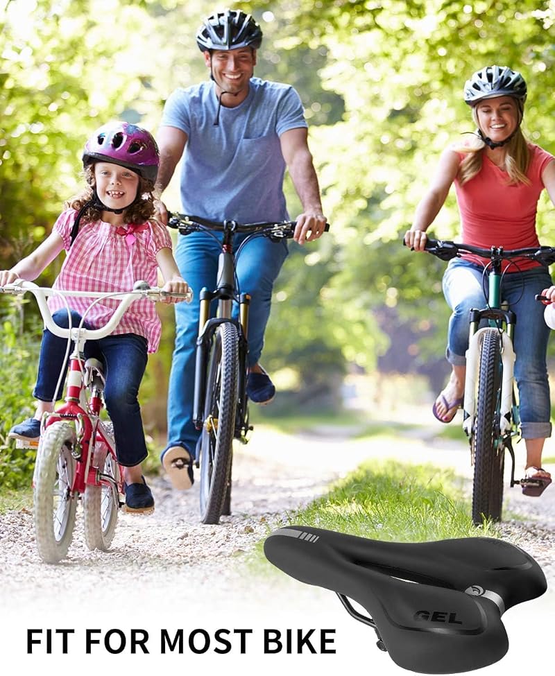 MSDADA Gel Bike Seat Saddle with Small Black Variation – Comfort Memory Foam Waterproof Cushion