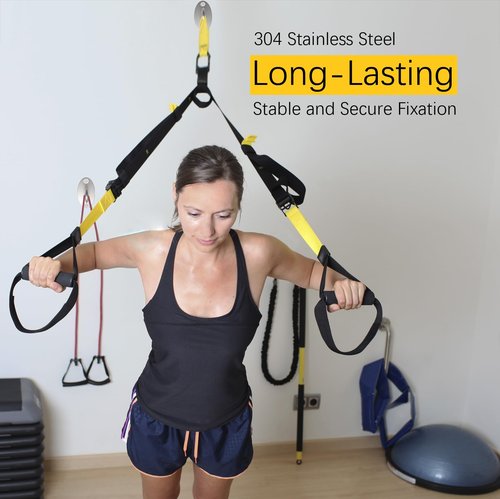 FITKIT 3-Pack Resistance Band Wall Anchors, 304 Stainless Steel No Weld Wall Mount for Exercise Bands & Suspension Straps, Strength Training Spring Snap Hooks for Gym Home Exercises