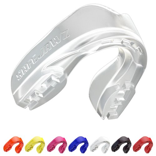 SAFEJAWZ Sports Mouthguard Slim Fit, Adult and Junior Mouth Guard with Case for Boxing, Basketball, Lacrosse, Football, MMA, Martial Arts, Hockey and All Contact Sports (Adult 12+ Years, Clear)