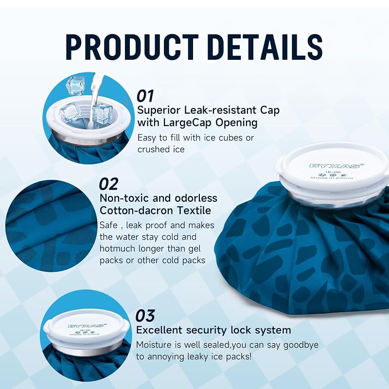 BYXAS Reusable Ice Packs for Injuries - 6" 9" 11" with Elastic Belt
