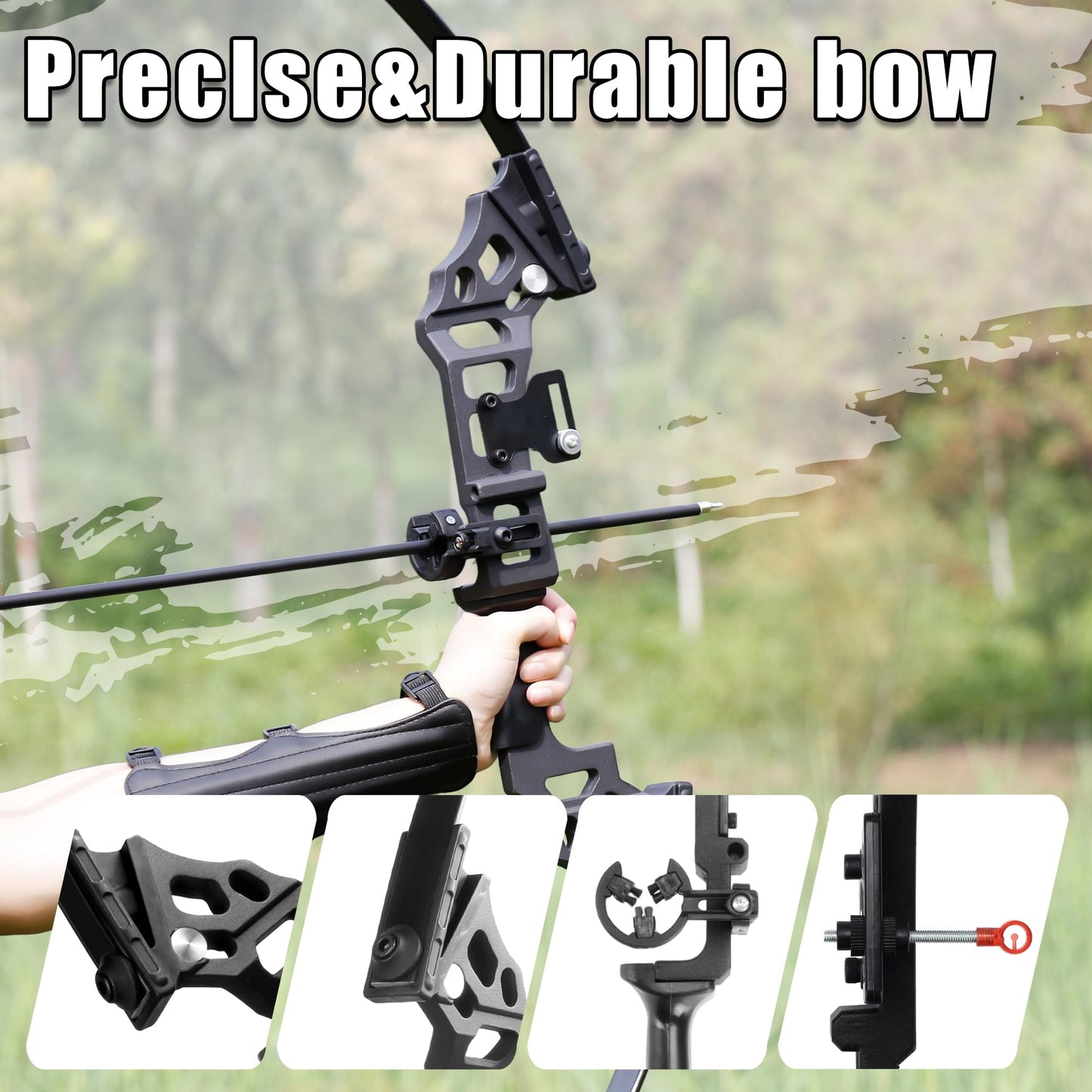 SERfawnCH 30/40lbs Recurve Bow & Arrow Set for Adults, Right-Handed Takedown Bow with Carbon Arrows, Hunting & Archery Practice Kit for Outdoor Target‌