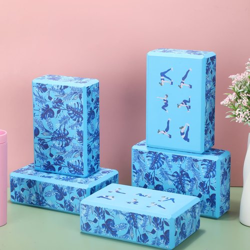 Soulchen 5 Pcs Yoga Blocks 9" x 6" x 3" High Density EVA Foam Bricks Guide Yoga Tropical Pattern on the Surface for Yoga, Pilates, Meditation, Improve Balance and Flexibility