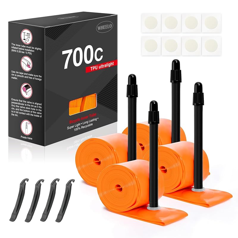 Ultralight TPU Inner Tubes 700C 18-32C with Presta Valves - 4 Pack (65mm)