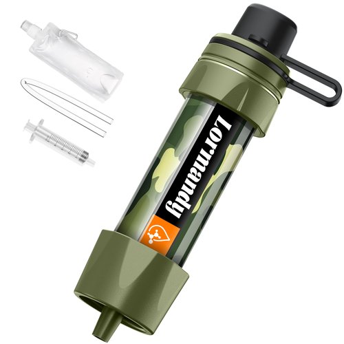 Lormandy Straw Water Filter - Portable Water Purifier, Water Filtration System, Straw Water Purification System - Outdoor Emergency and Survival Gear for Hiking, Camping Accessories and Travel