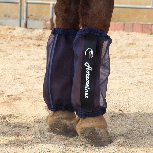 Horzmetnex Tear-Resistant Fine Mesh Horse Fly Boots Breathable Fly Boots Lightweight Summer Leg Protection to Prevent Mosquito & Fly Bites Set of 4 (Navy)