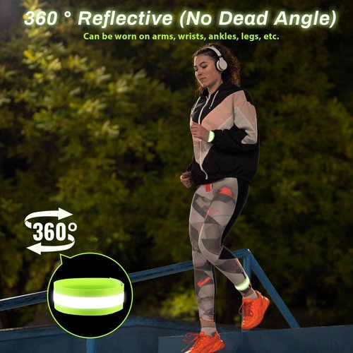 Alrhso 4 Pcs Reflective Arm Band Reflective Running Straps Ankle Strap High Visibility Adjustable Running Gear Elastic Wristbands for Jogging, Cycling, Walking Accessories
