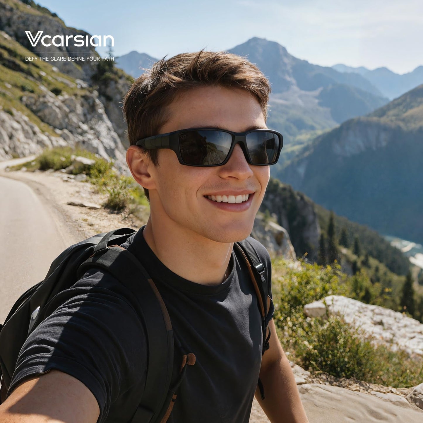 Vcarsian Polarized Sports Sunglasses for Men Women Wrap Around Glasses