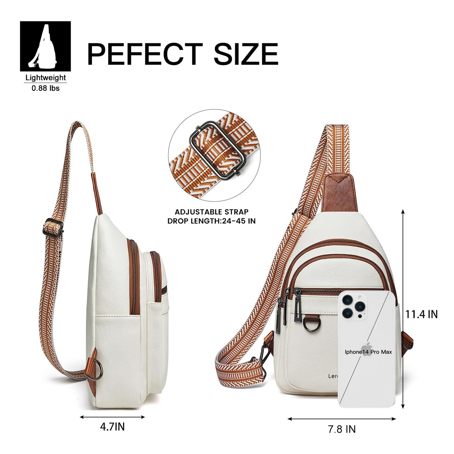 Leresas Sling Bag for Women Crossbody Bags Fanny Packs Sling Purses Backpack Vegan Leather Over the Shoulder Bag Trendy Gifts Handbag Travel Purse Beige