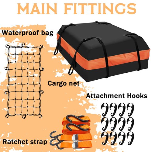 Fruyyzl 51"x36"x5" Roof Rack,Heavy Duty Rooftop Cargo Carrier,Roof Basket with Waterproof Bag,Elastic Net with Attachment Hooks,Ratchet Strap,Universal Roof Rack Fits for SUV Truck