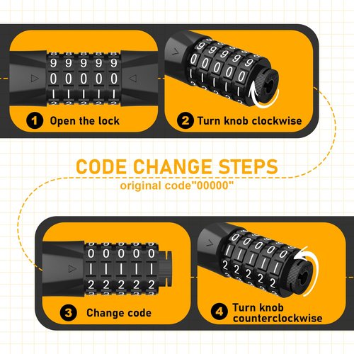 Honszex Electric Scooter Lock, Bike Lock, Cable Lock with 5-Digit Combination, Double Cable Locks Anti-Theft 41 Inch for Electric Scooter, Electric Bike, Bicycle, Electric Scooter Accessories